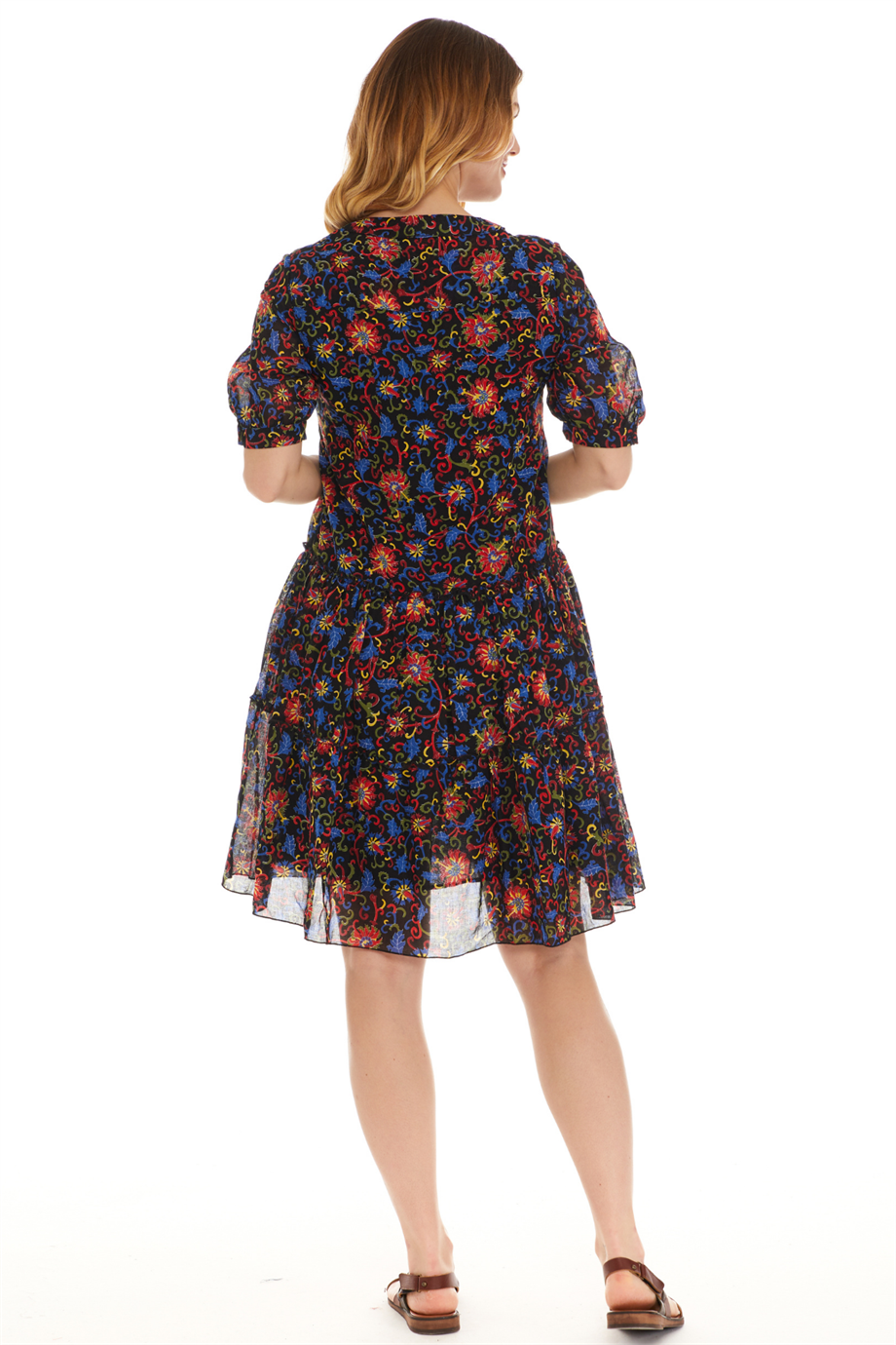 Kısa Kol Vual Siyah Kısa Elbise