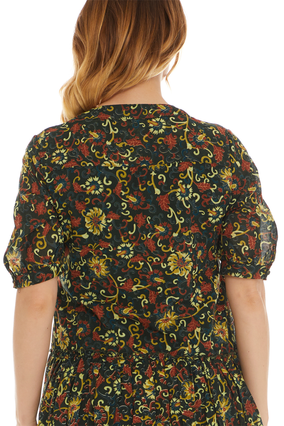 Kısa Kol Vual Yeşil Kısa Elbise