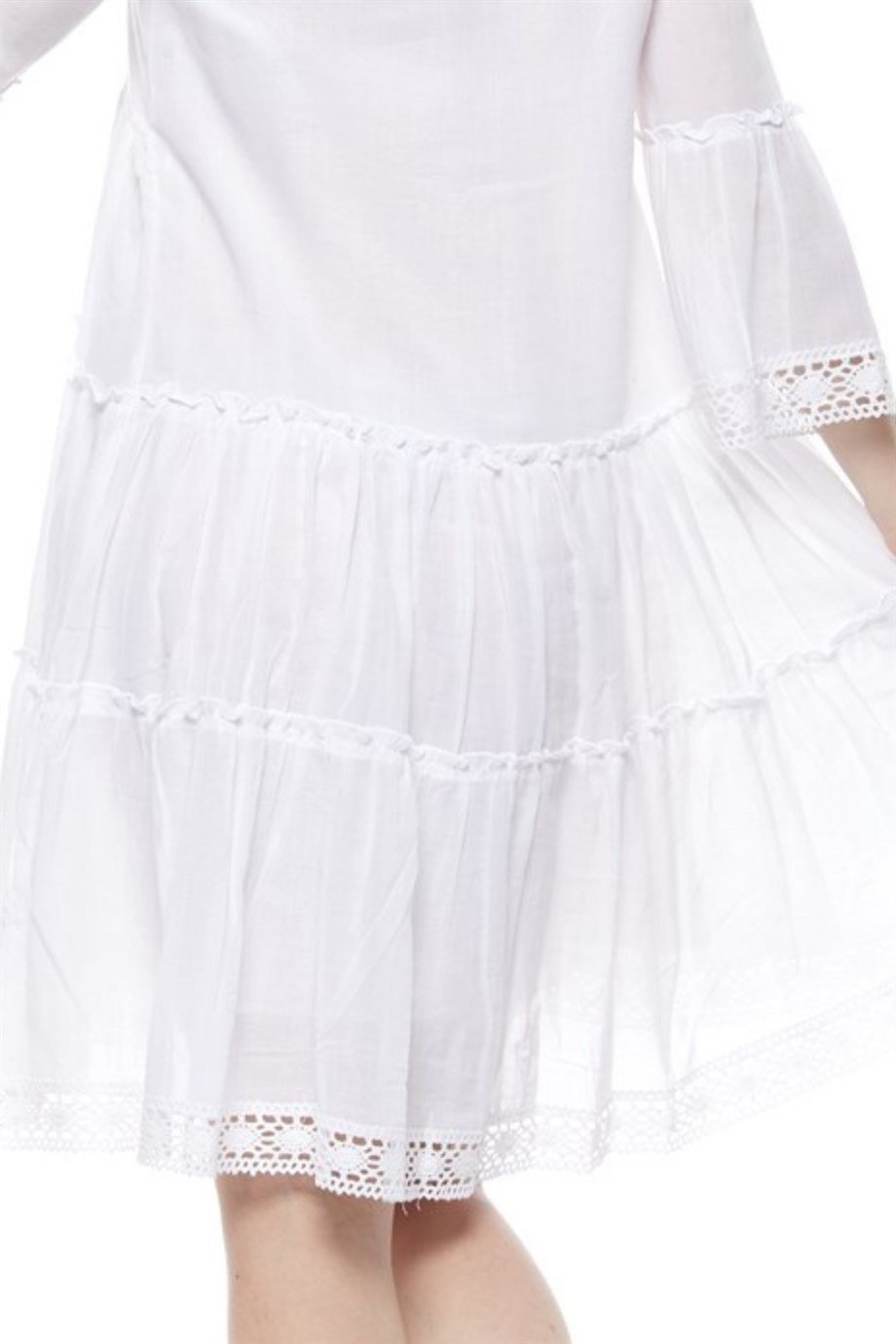 Kısa Kollu Beyaz Düğmeli Elbise