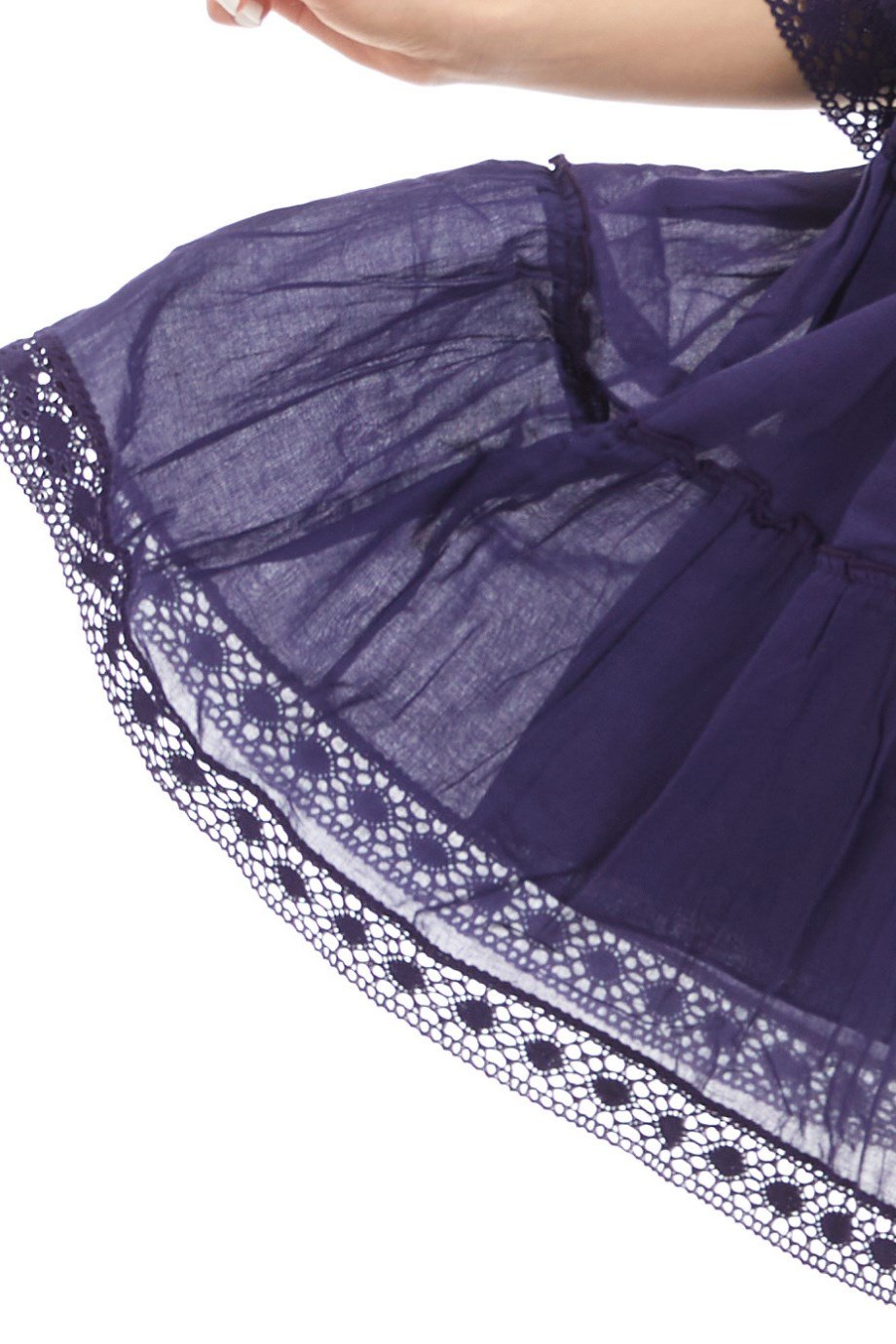 Kısa Kollu Mor Düğmeli Elbise