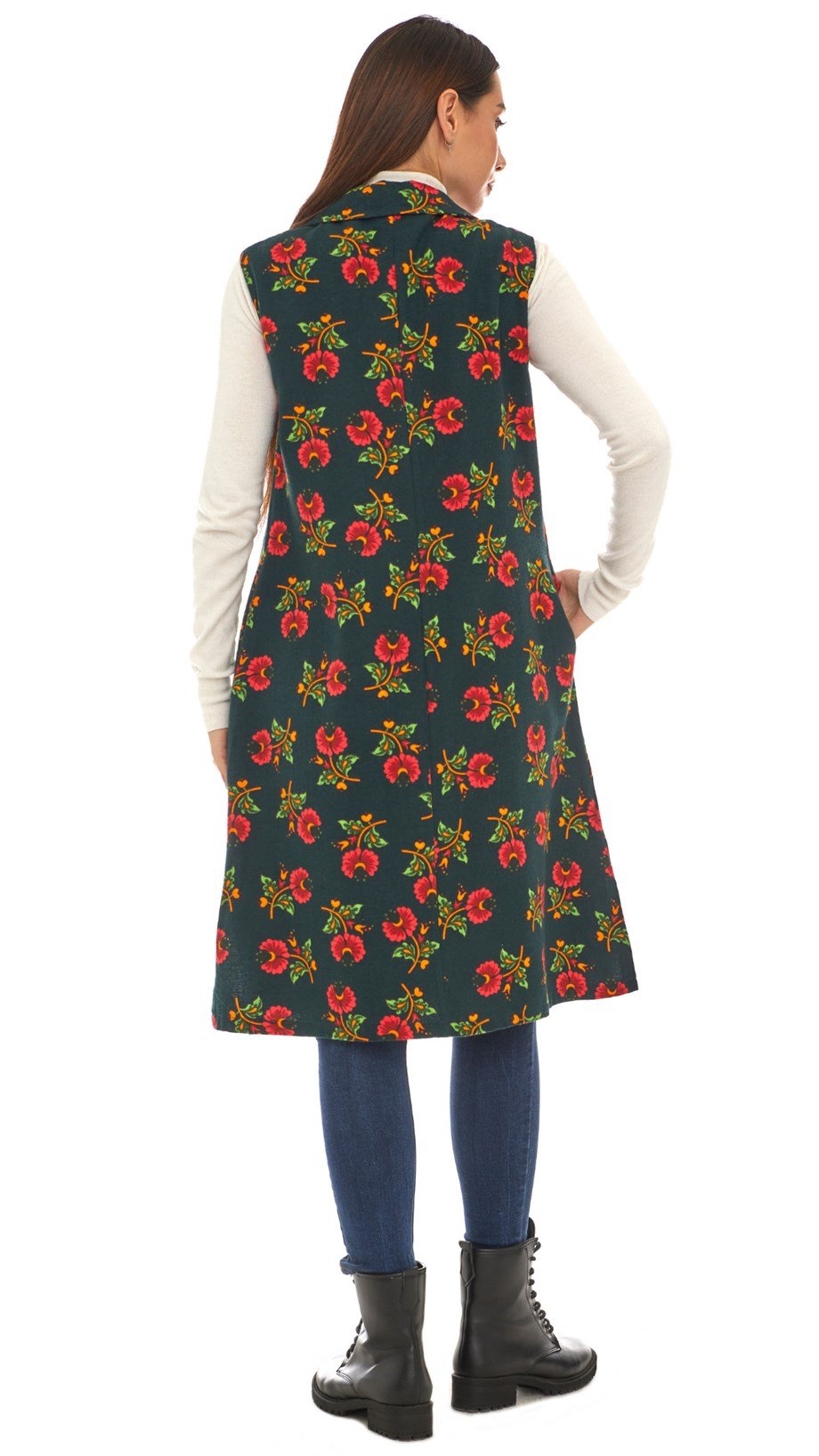 Kolsuz Pazen Yeşil Midi Boy Yelek/Elbise