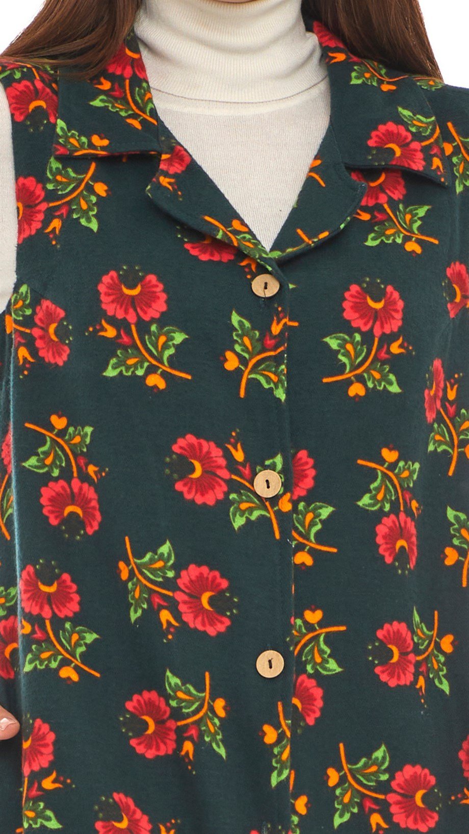 Kolsuz Pazen Yeşil Midi Boy Yelek/Elbise