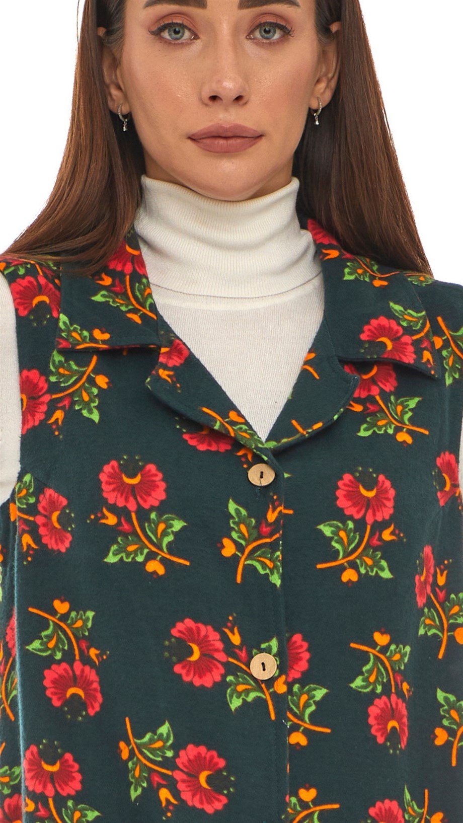 Kolsuz Pazen Yeşil Midi Boy Yelek/Elbise