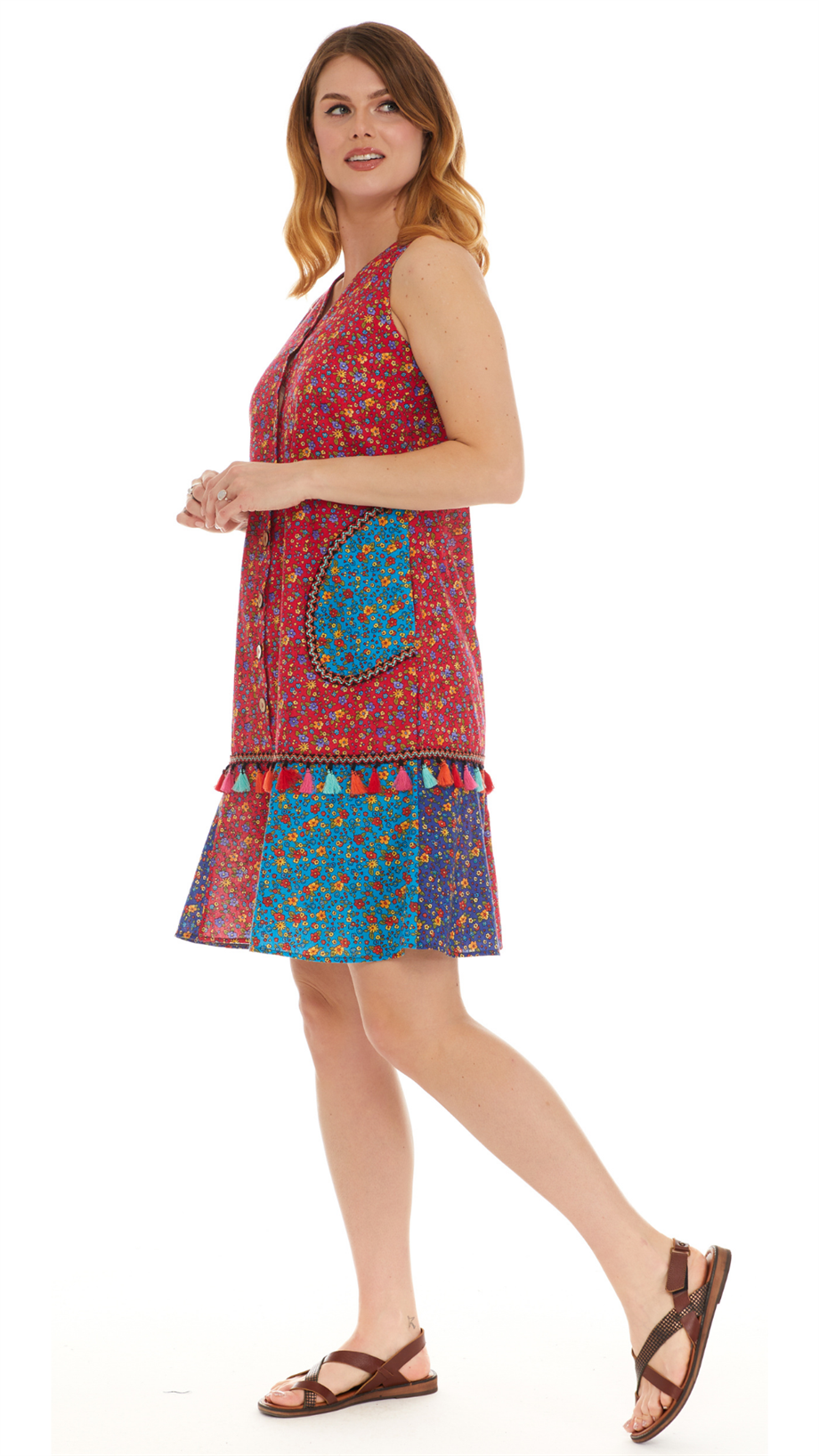 Kolsuz Pembe Vual Püskül Detaylı Kısa Elbise 