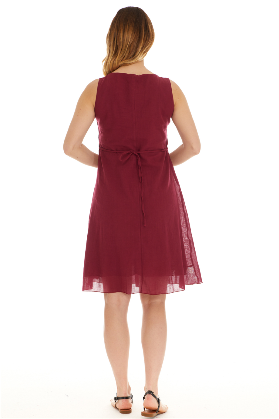 Kolsuz Vual Bordo Oyalı Midi Boy Elbise