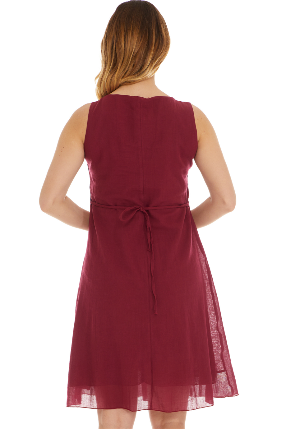 Kolsuz Vual Bordo Oyalı Midi Boy Elbise