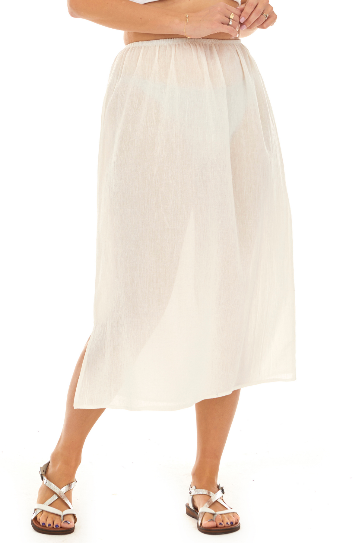 Krem Şile Bezi Pamuk Uzun Etek Astarı Tam Boy Jüpon 