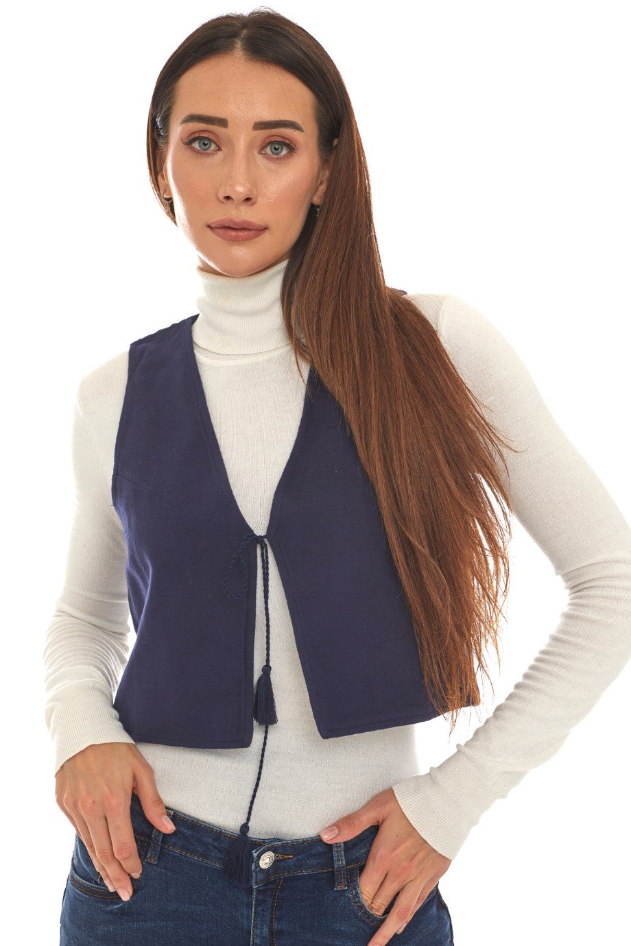 Lacivert Pazen Kolsuz Yelek