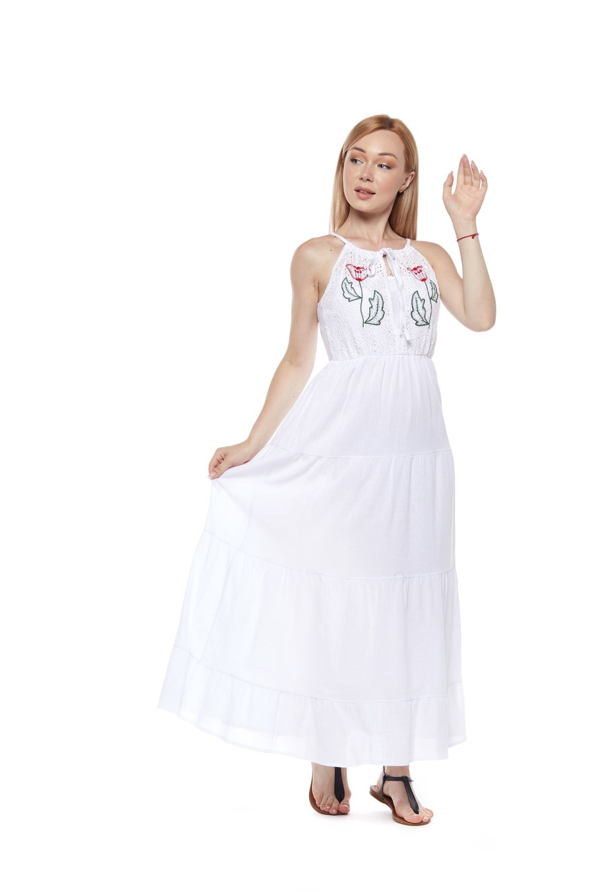 Lale Nakışlı Elbise