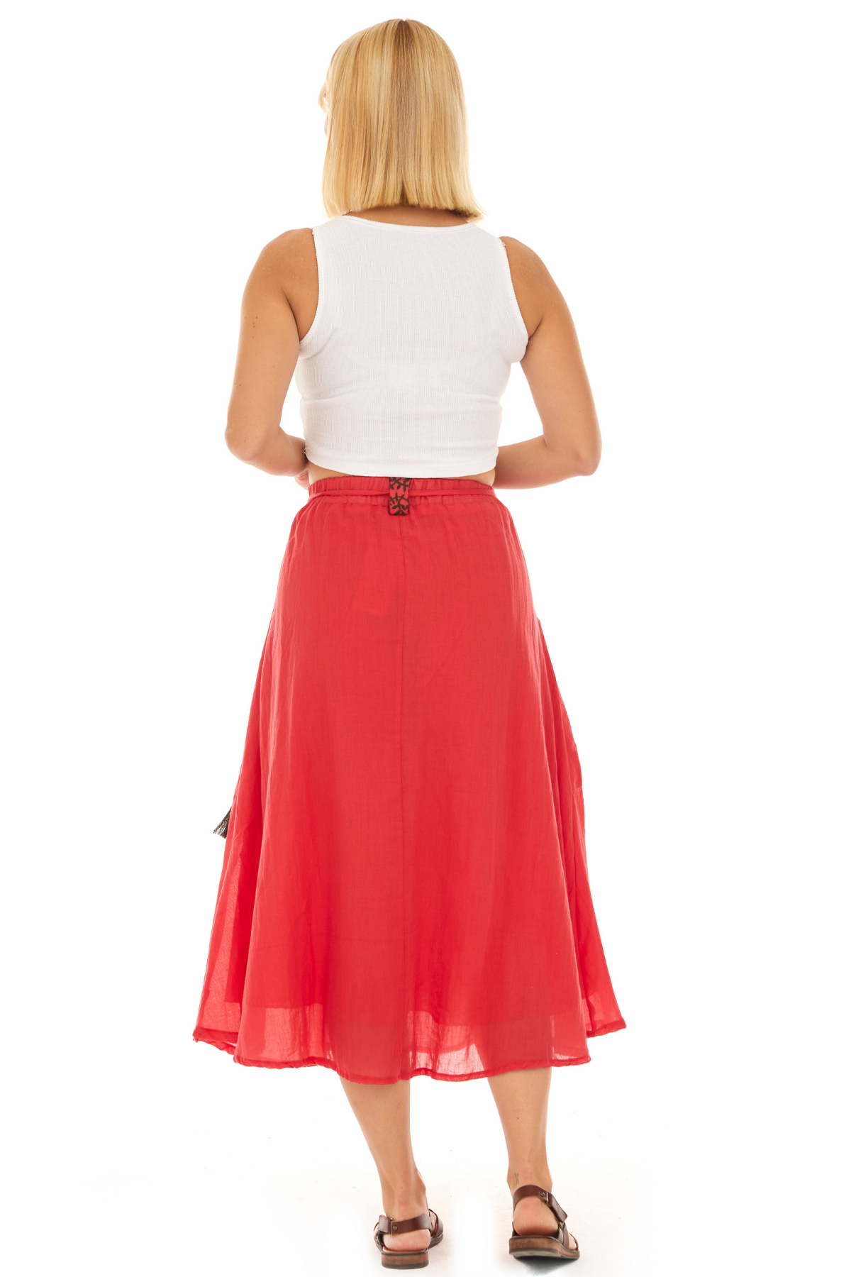 Mercan Vual Midi Boy Yazlık Etek