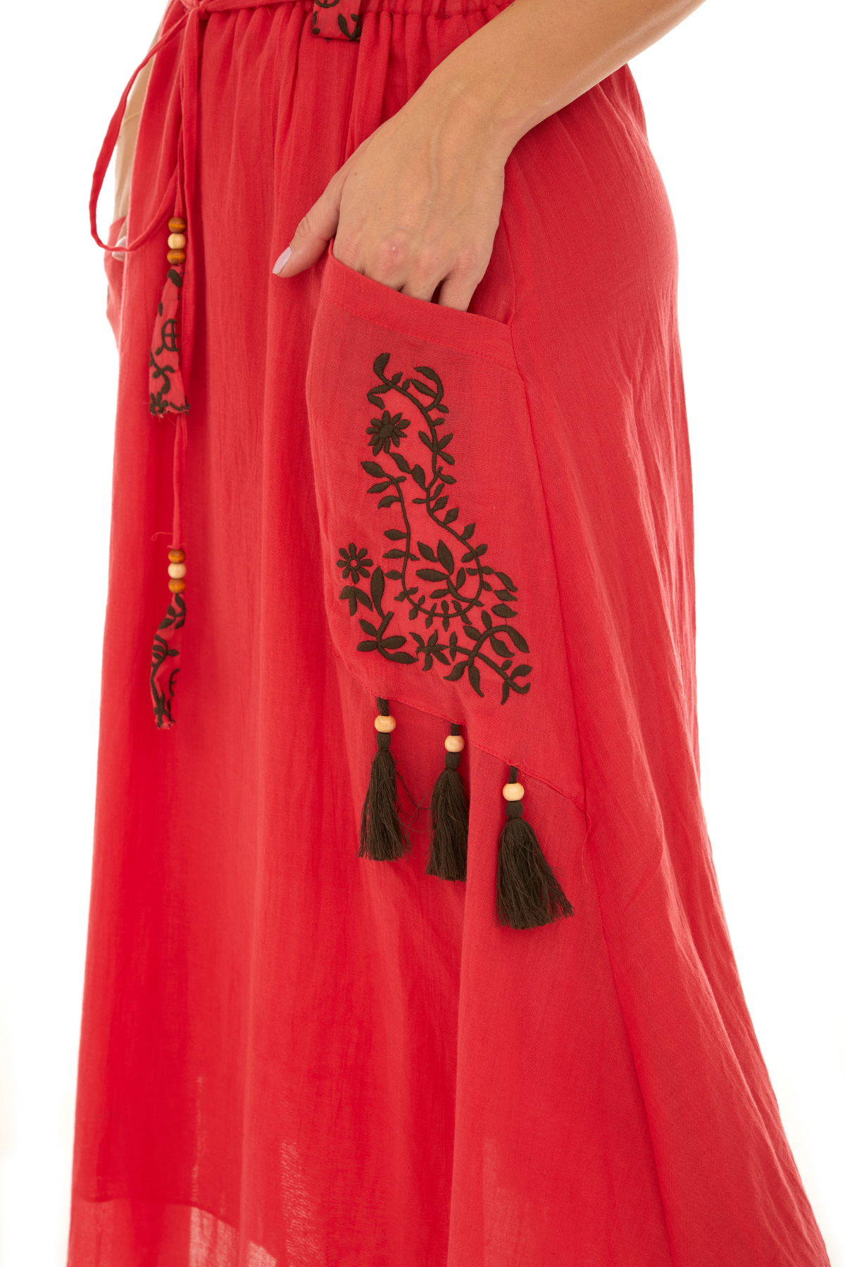 Mercan Vual Midi Boy Yazlık Etek