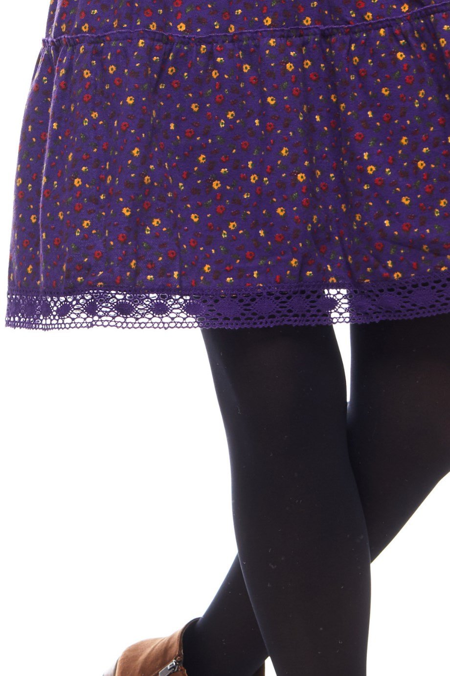 Mor Çıtır Desen Kısa Elbise