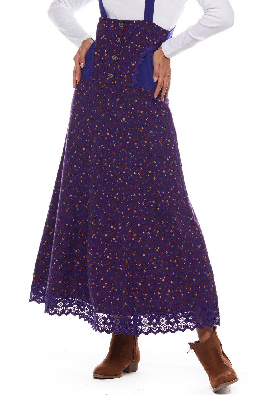 Mor Salopet Çıtır Desen Uzun Etek