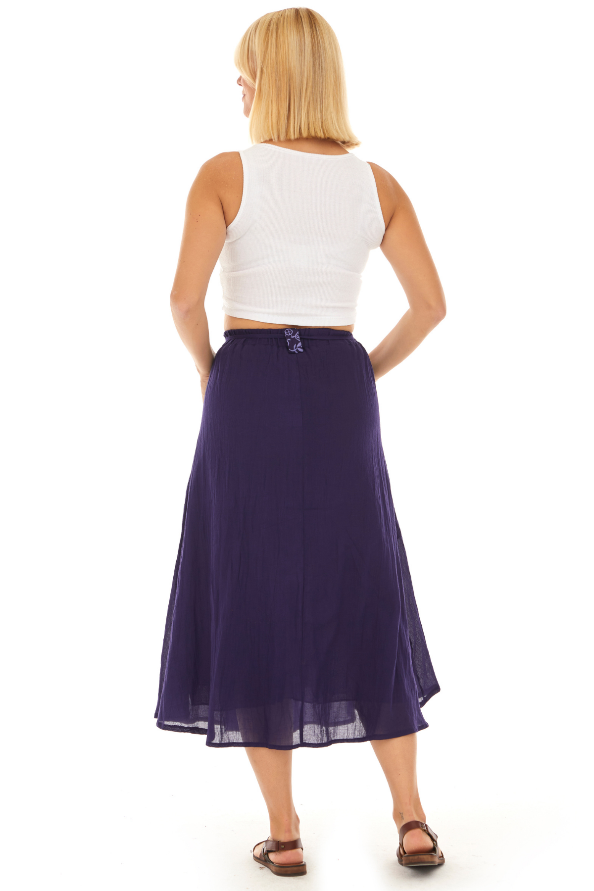 Mor Vual Midi Boy Yazlık Etek