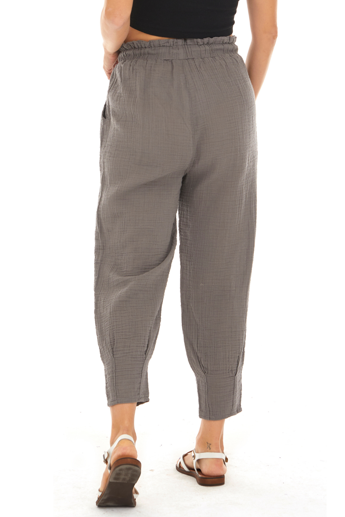 Müslin Gri Havuç Kadın İlkbahar ve Yaz Pantolon 