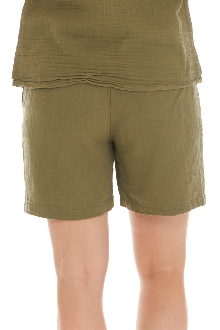 Müslin Haki Bağlamalı Şort 
