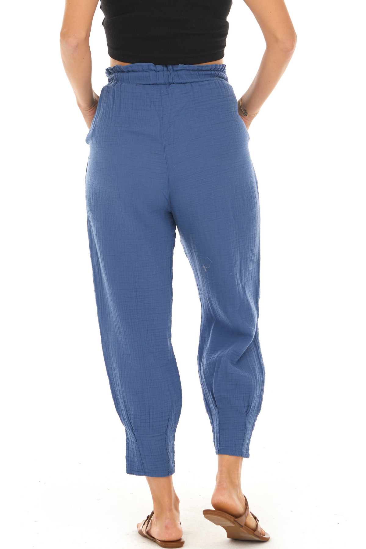 Müslin İndigo Havuç Kadın İlkbahar ve Yaz Pantolon 