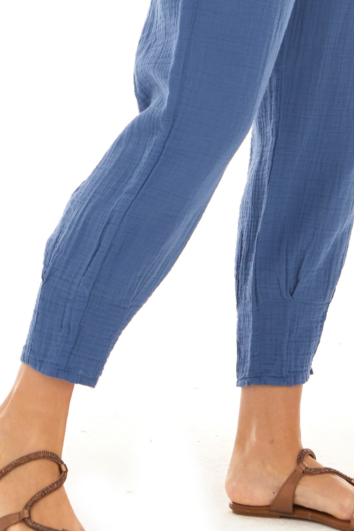 Müslin İndigo Havuç Kadın İlkbahar ve Yaz Pantolon 