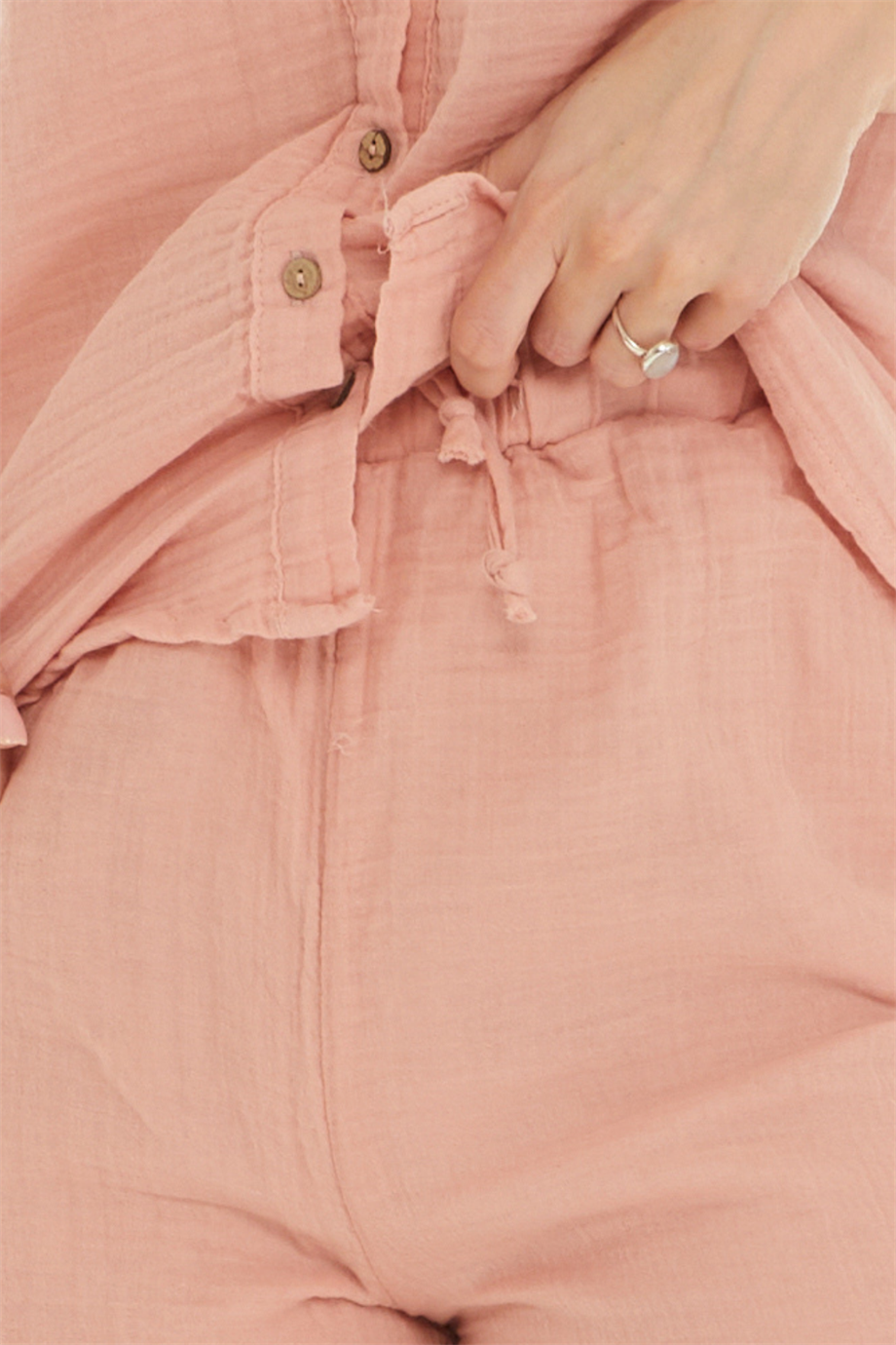 Müslin Pudra Bağlamalı Şort 
