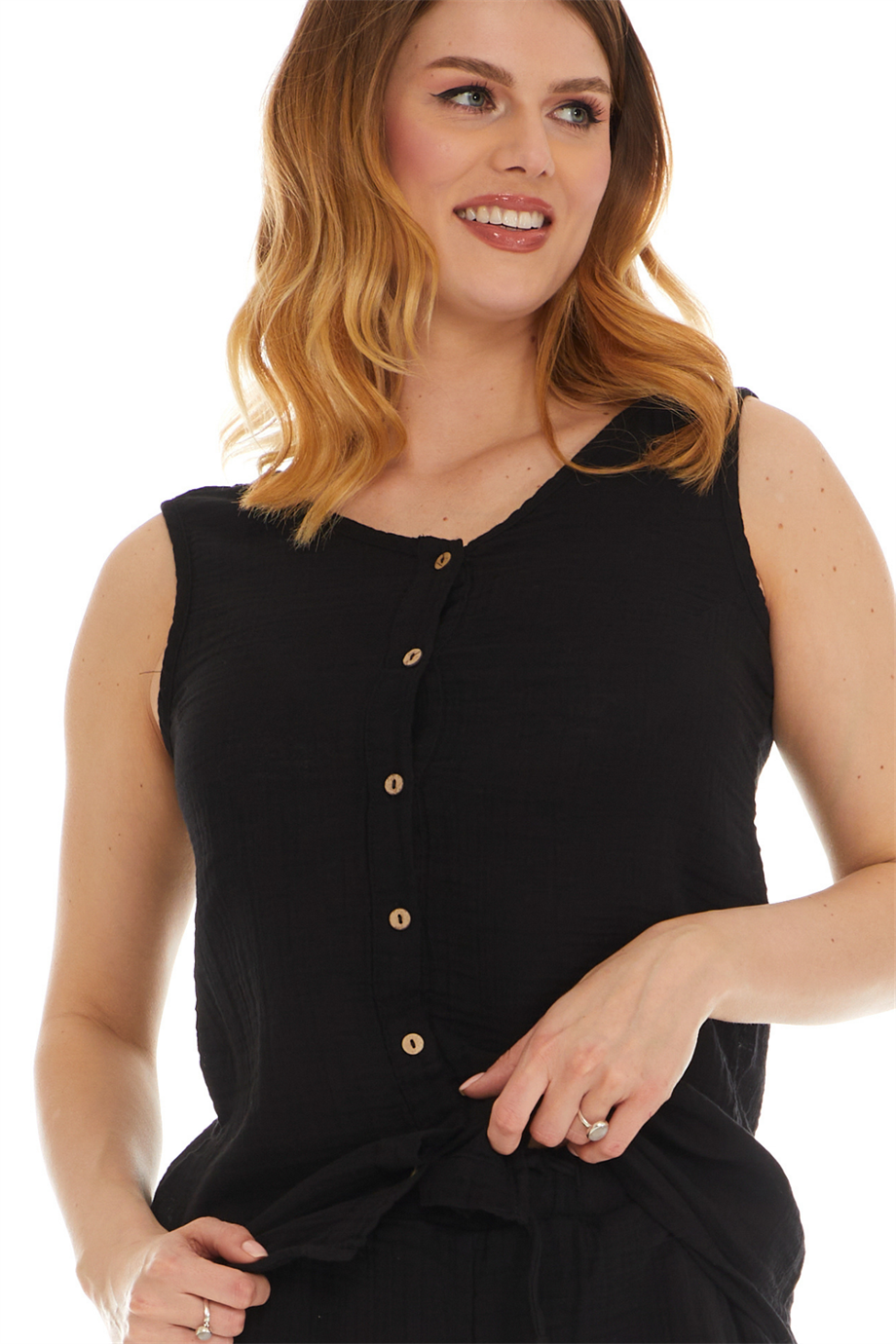 Müslin Siyah Bluz Şort İkili Takım 