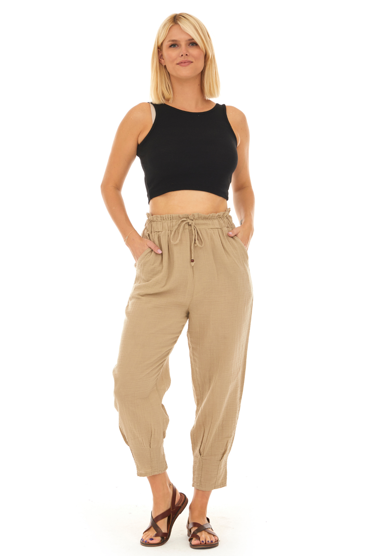 Müslin Vizon Havuç Kadın İlkbahar ve Yaz Pantolon 