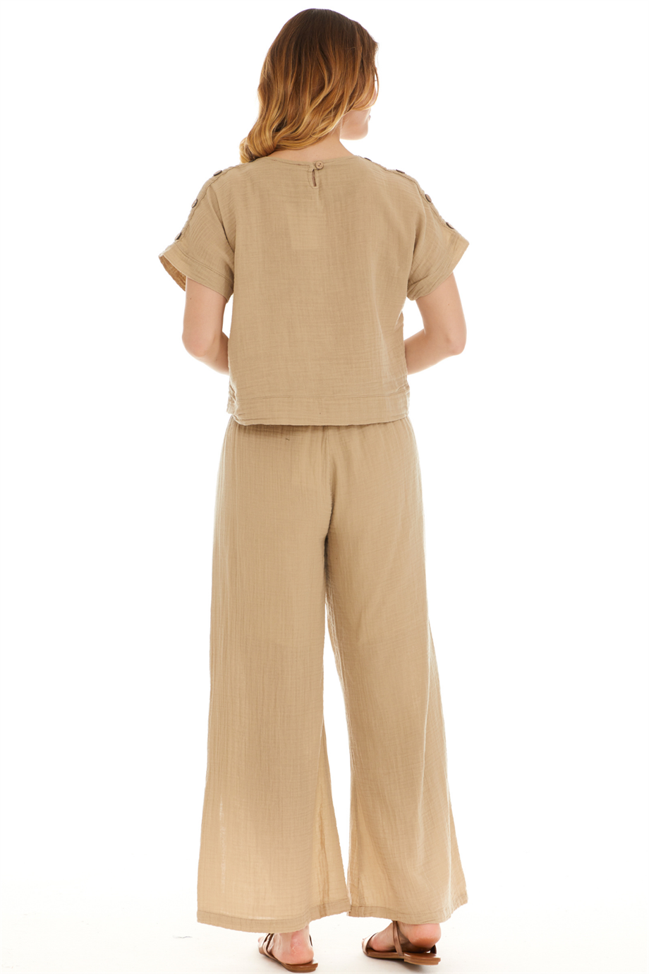 Müslin Vizon Yırtmaçlı Pantolon