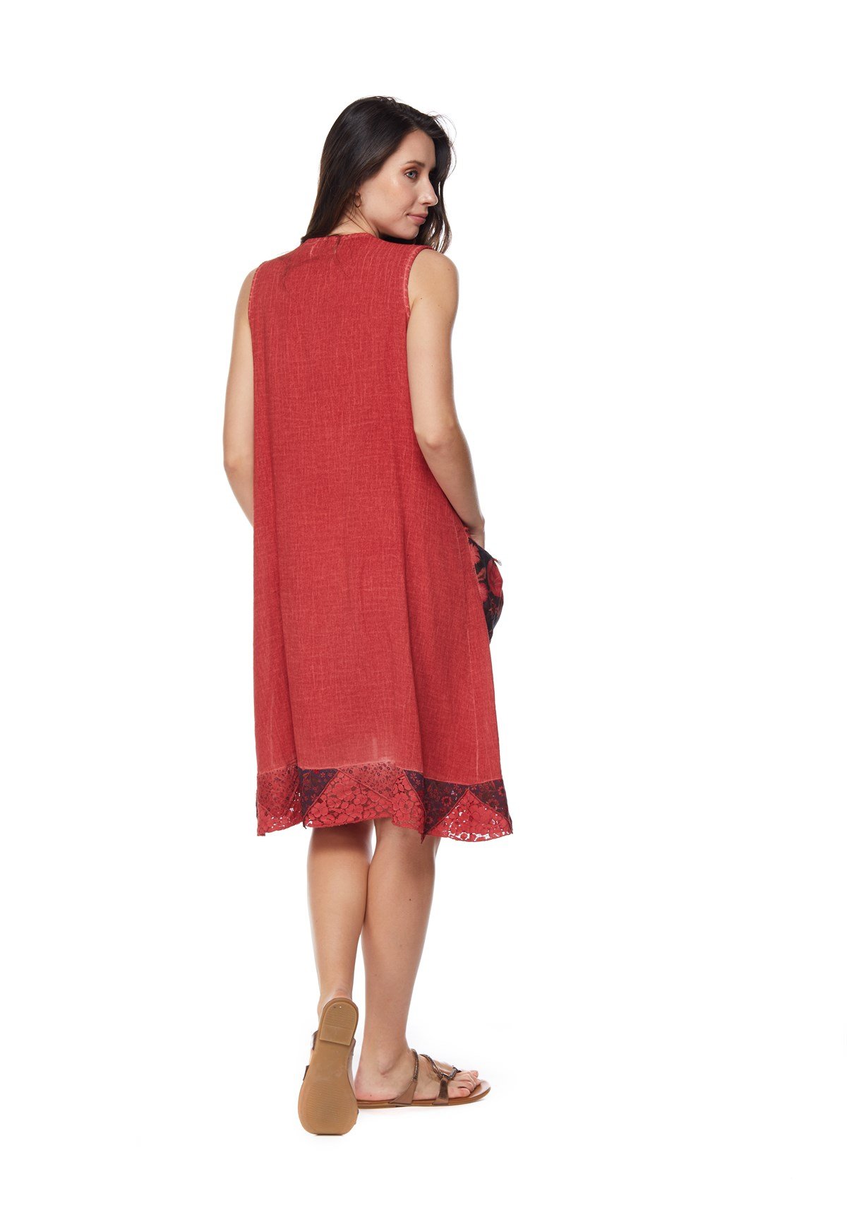 Nar Çiçeği Kolsuz Yasemen Elbise