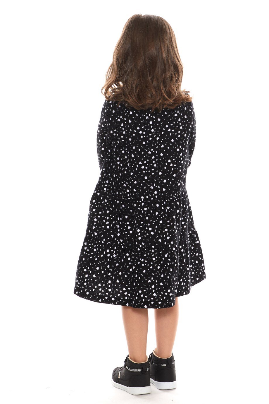 Newbutix Beyaz Uzun Kol Pazen  Püskül Yaka  Çocuk Elbise 