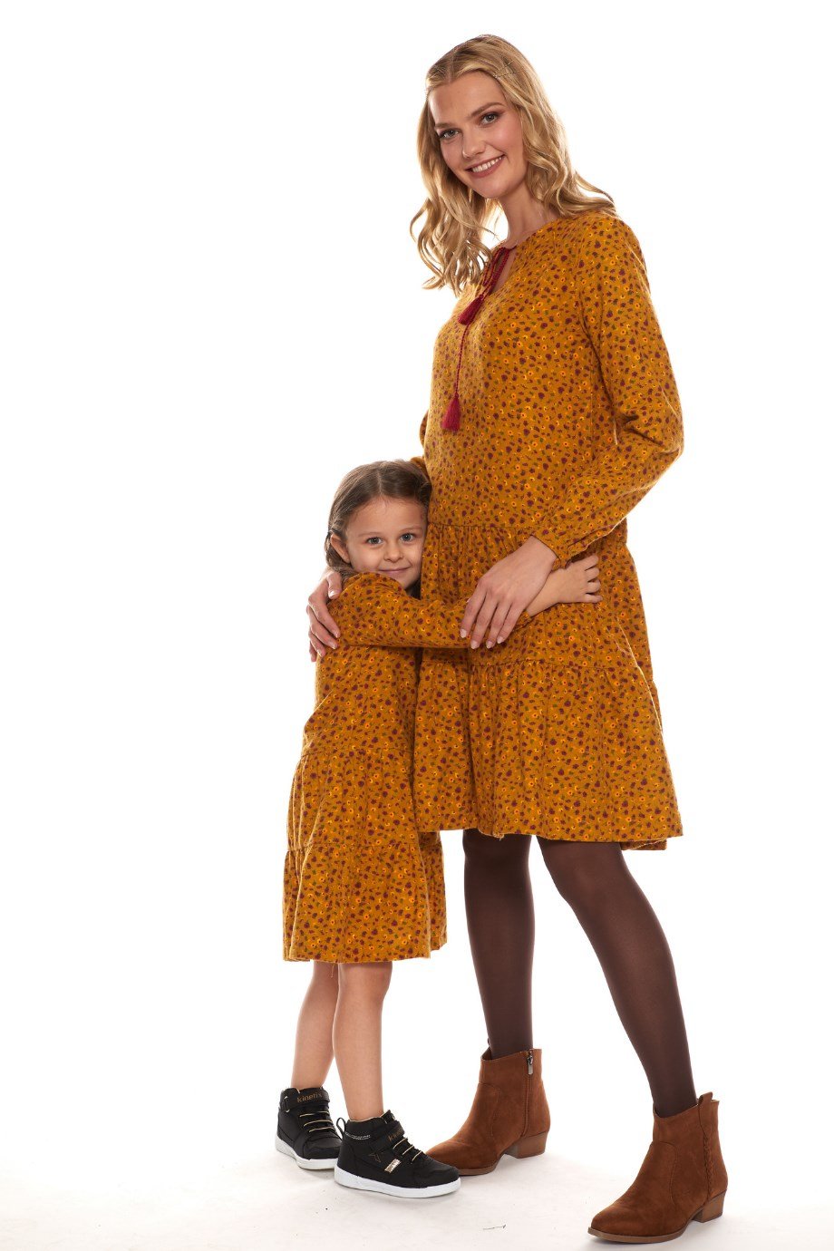 Newbutix Hardal Çocuk Uzun Kol Pazen  Püskül Yaka  Çocuk Elbise 