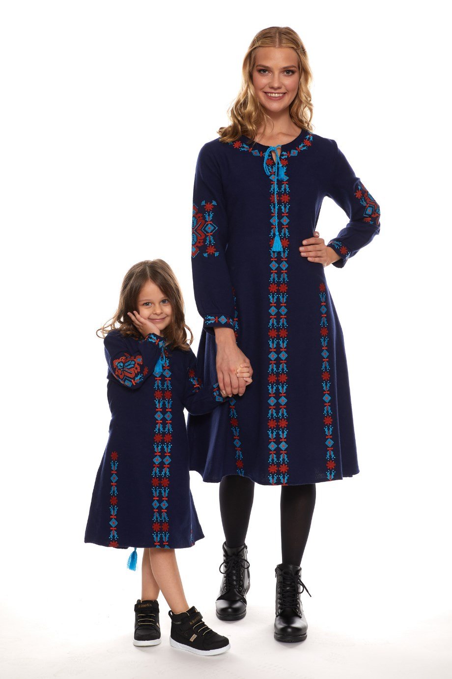 Newbutix Lacivert Uzun Kol Pazen Nakışlı  Çocuk Elbise