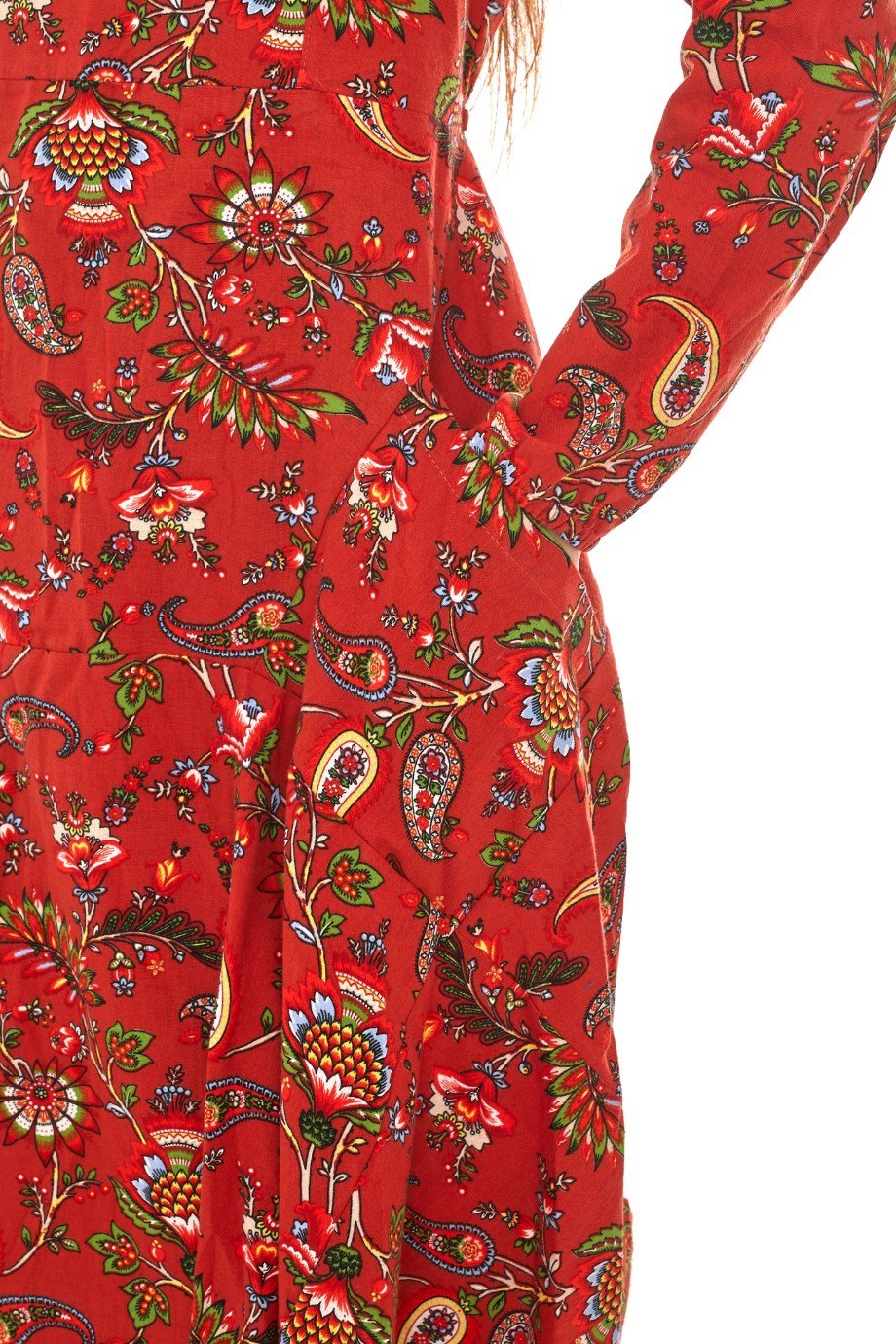 Pazen Bordo Desenli Uzun Elbise