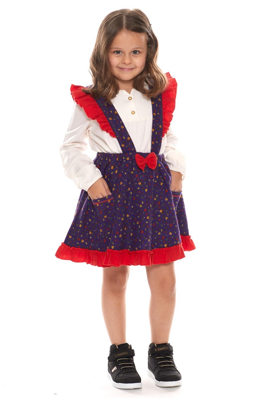 Pazen Çocuk Mor Salopet Etek Çıtır Desen