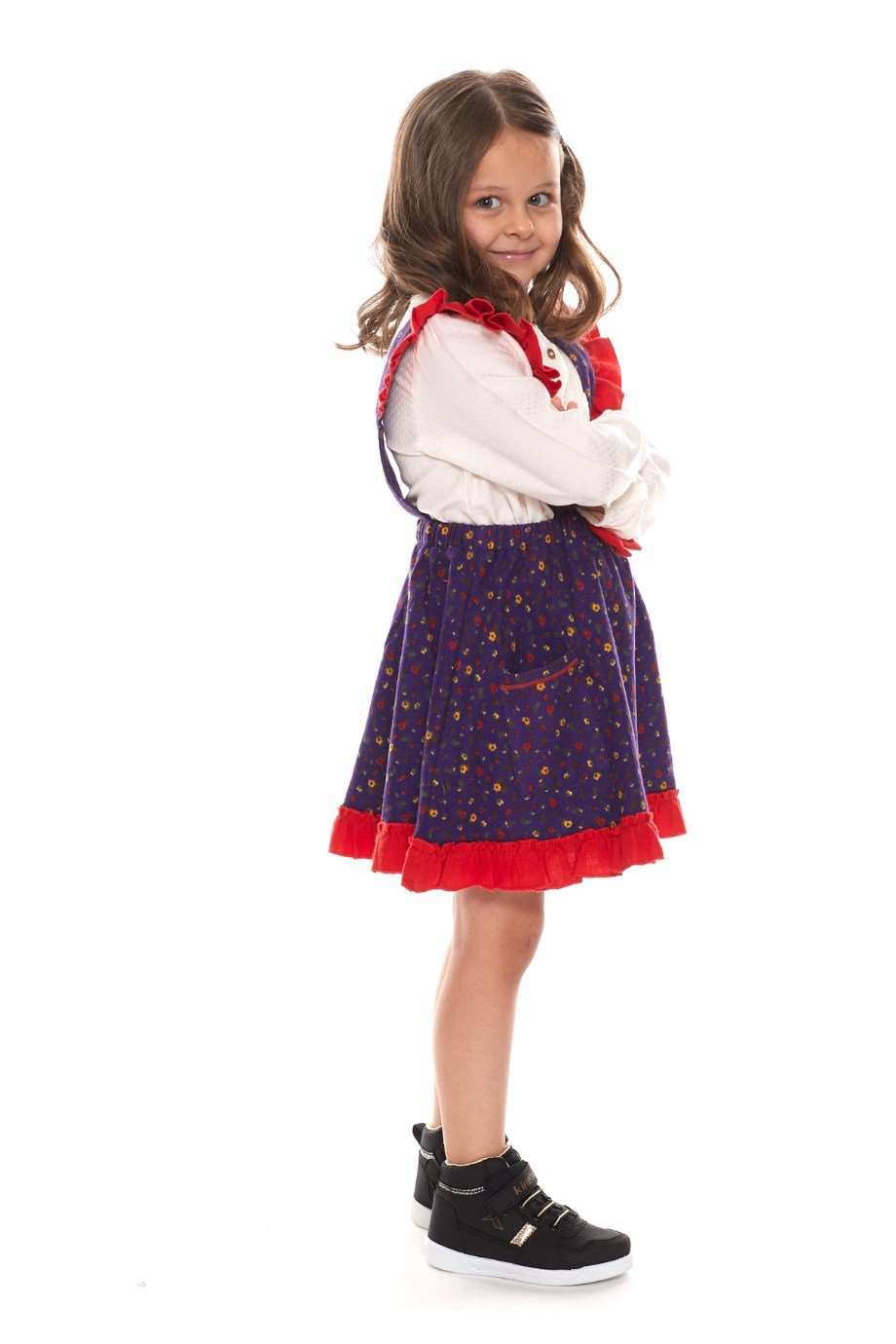 Pazen Çocuk Mor Salopet Etek Çıtır Desen