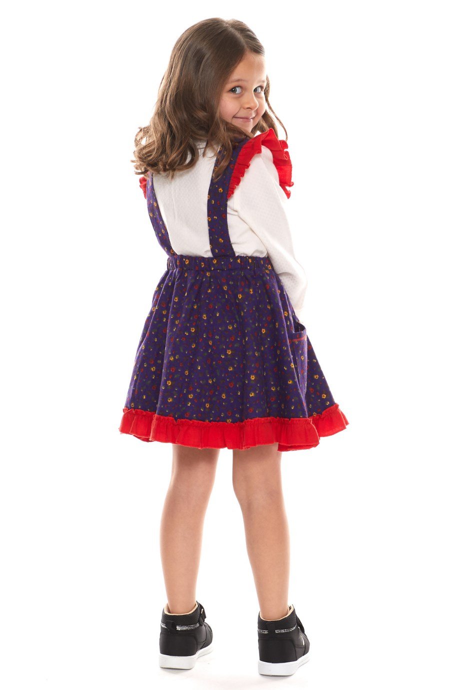 Pazen Çocuk Mor Salopet Etek Çıtır Desen