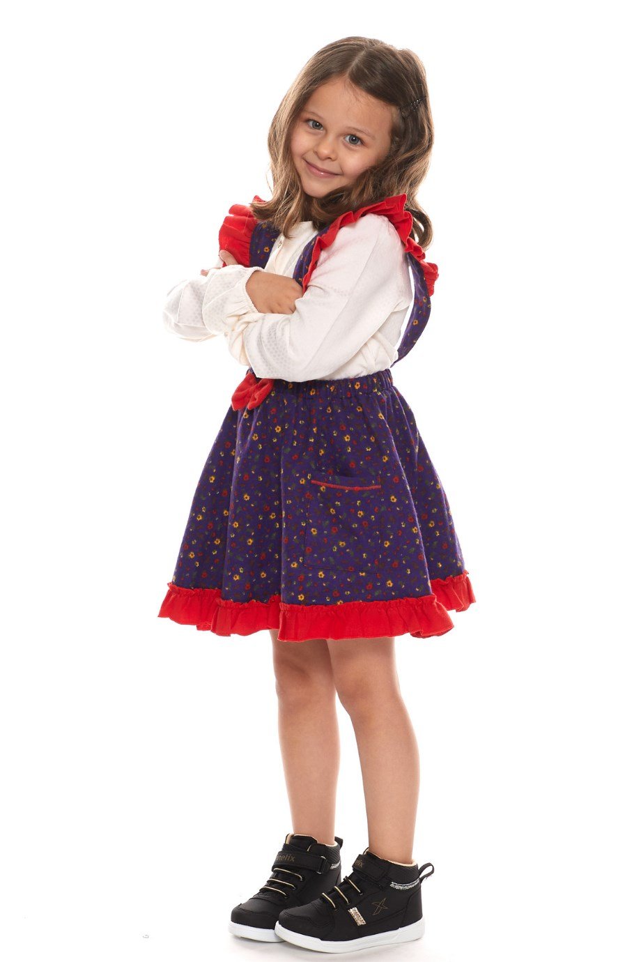 Pazen Çocuk Mor Salopet Etek Çıtır Desen