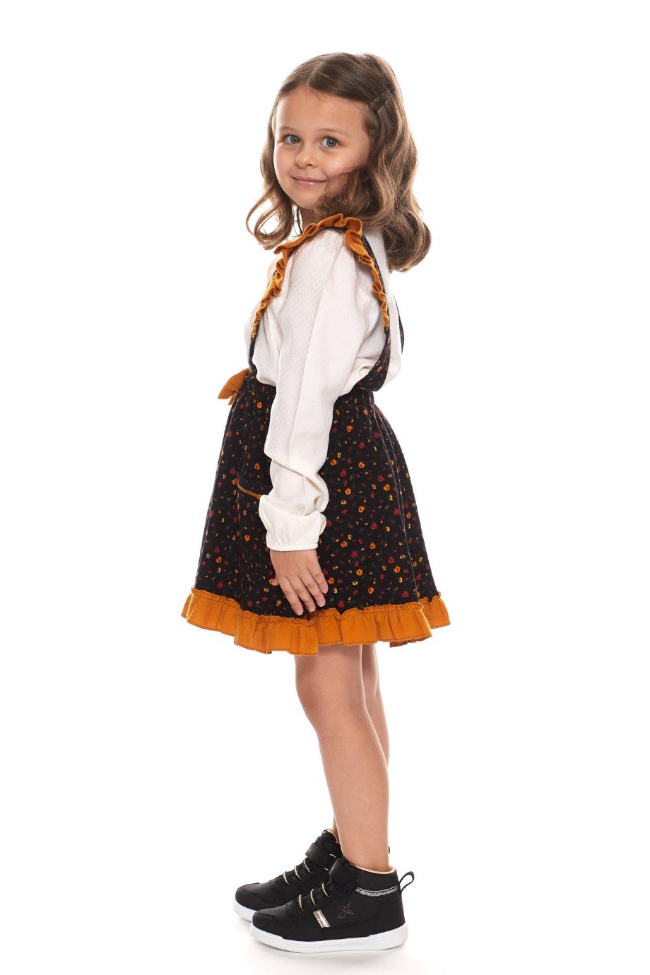 Pazen Çocuk Siyah Salopet Etek Çıtır Desen
