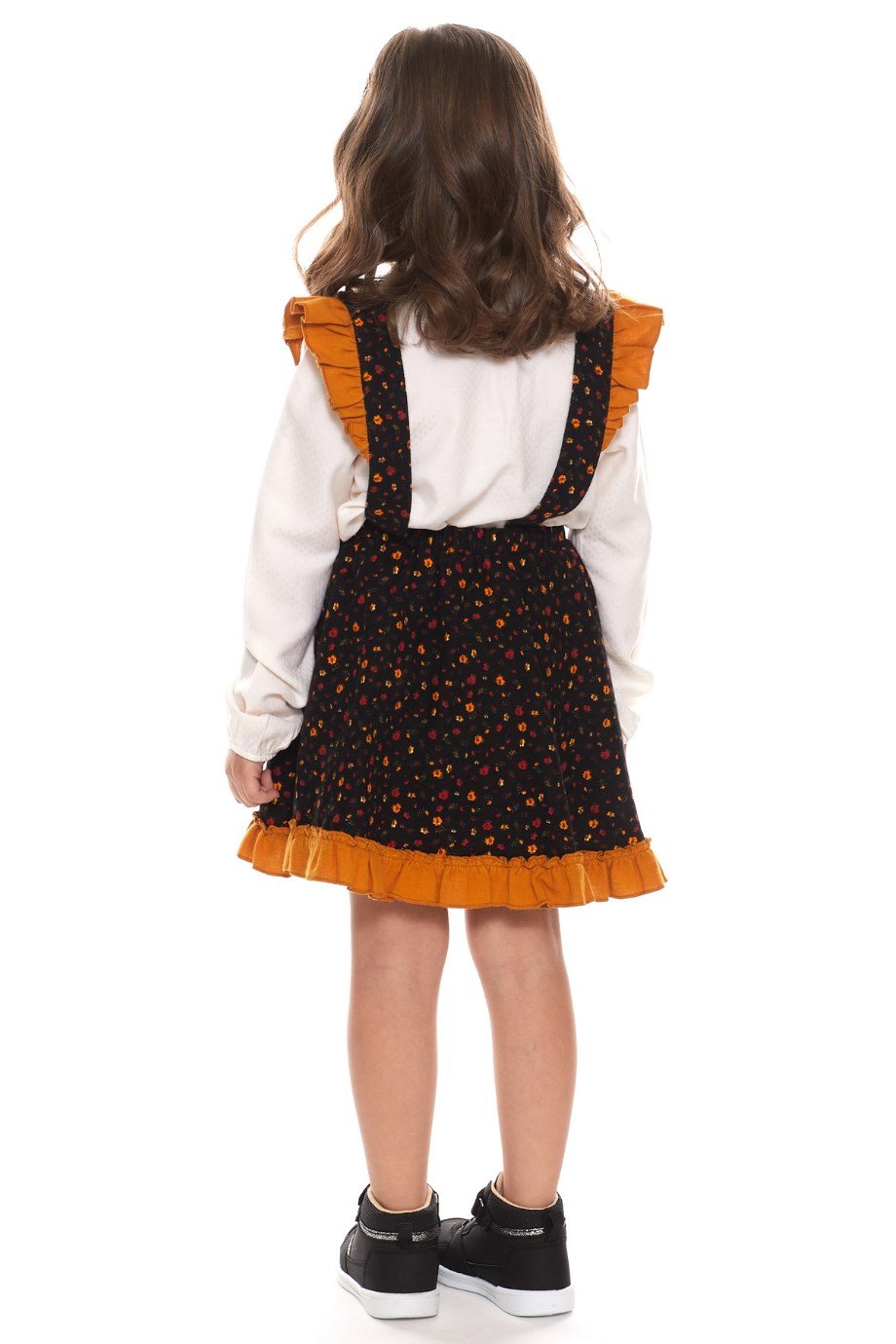 Pazen Çocuk Siyah Salopet Etek Çıtır Desen
