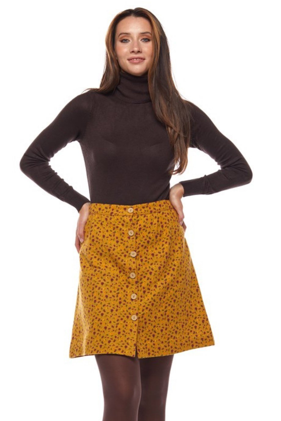 Pazen Hardal Çıtır Desen Kısa Etek