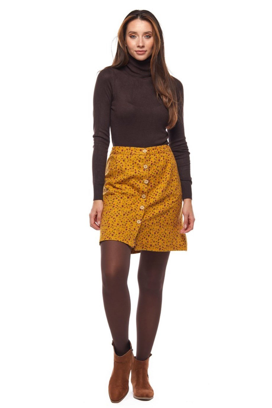 Pazen Hardal Çıtır Desen Kısa Etek