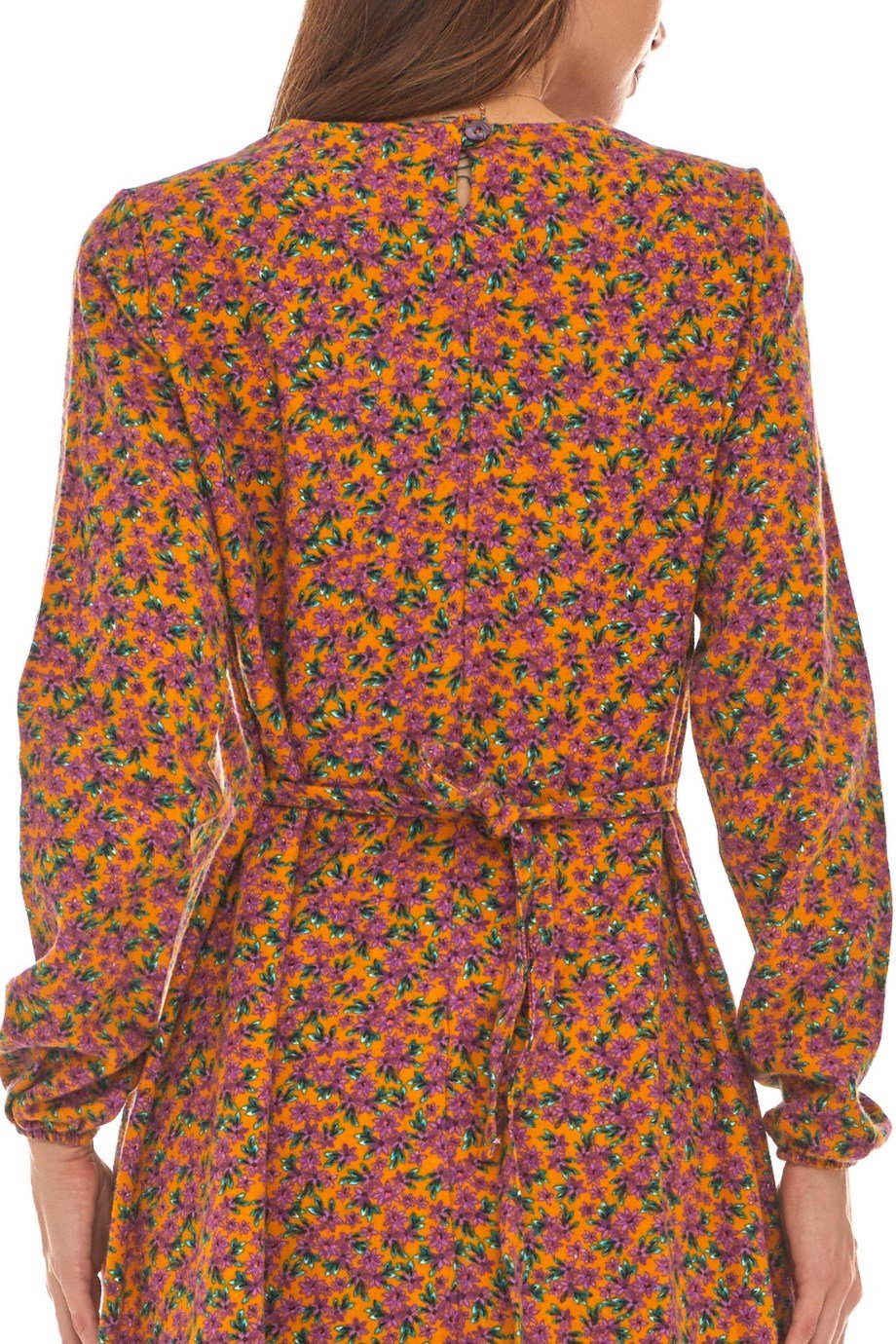 Pazen Hardal Desenli Uzun Elbise