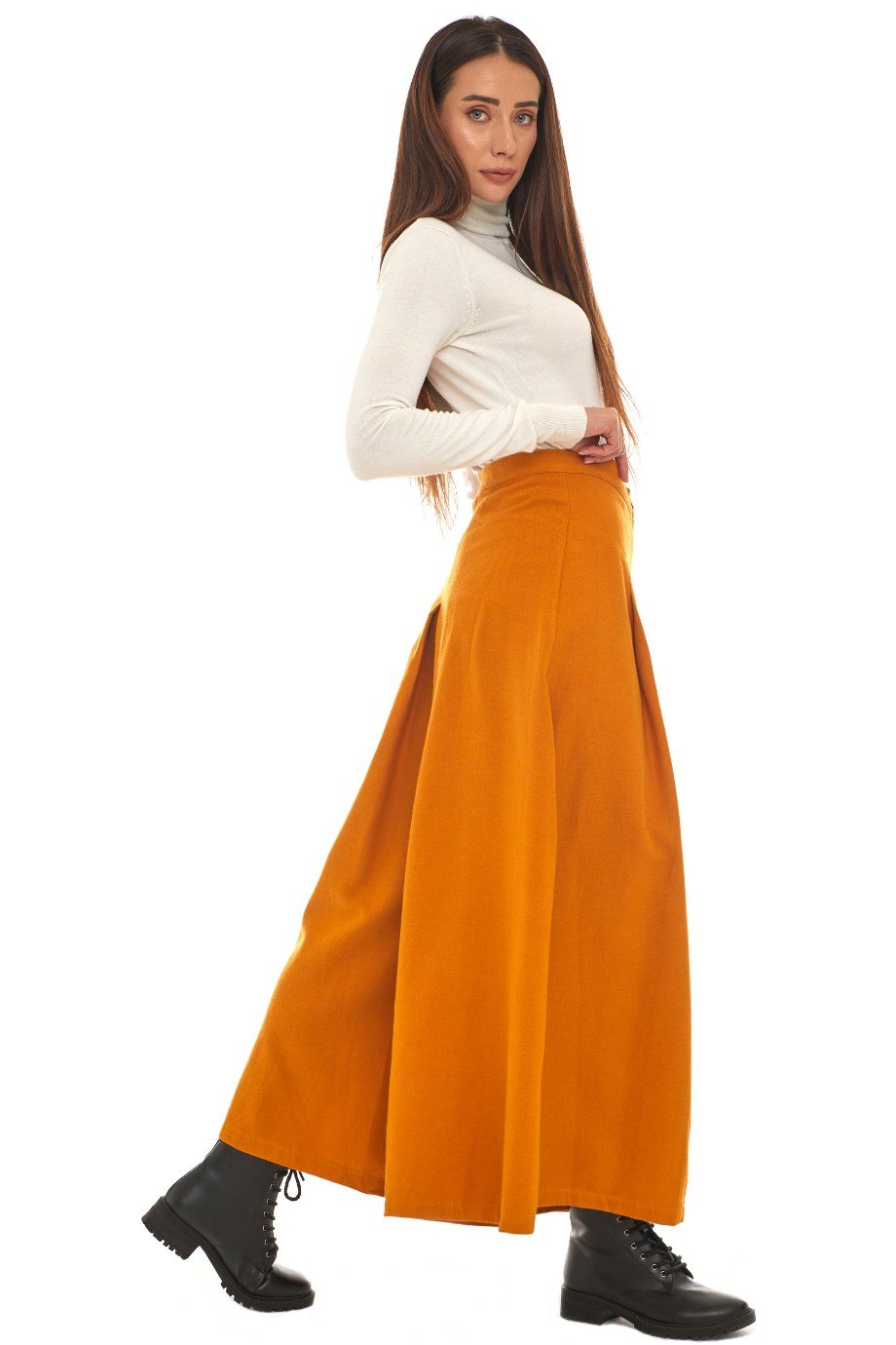 Pazen Hardal Pileli Geniş Paça Pantolon