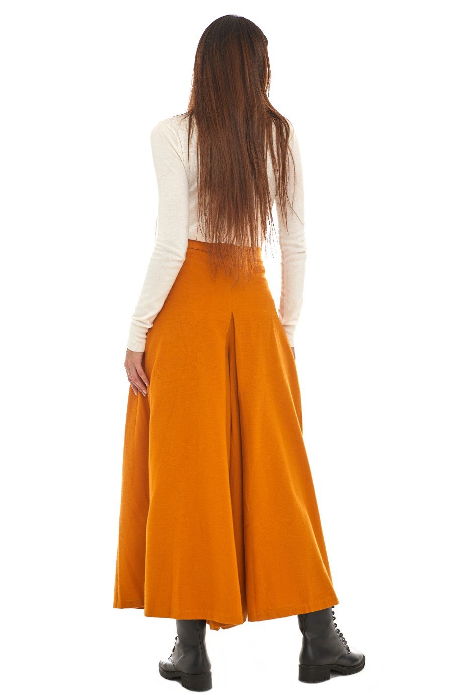 Pazen Hardal Pileli Geniş Paça Pantolon