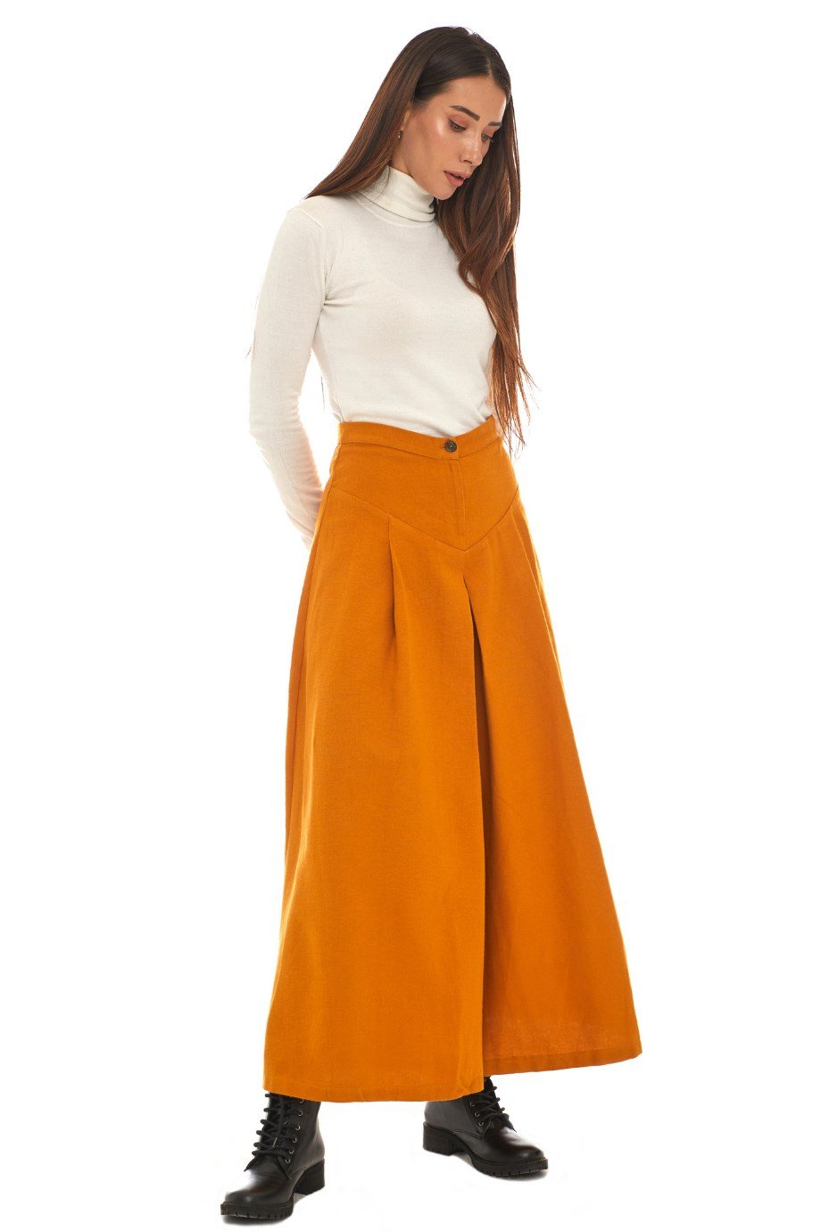 Pazen Hardal Pileli Geniş Paça Pantolon