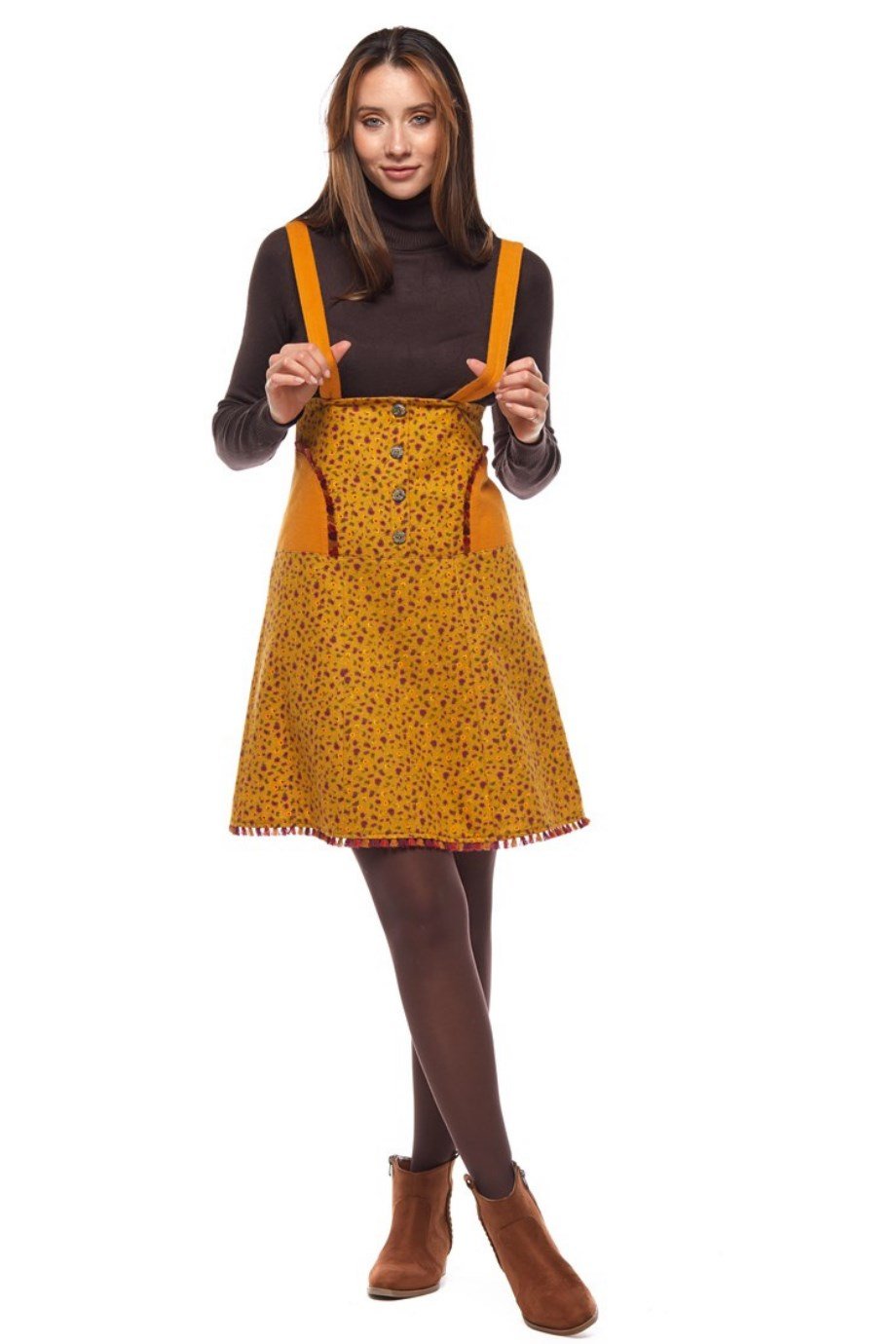 Pazen Hardal Salopet Çıtır Desen Kısa Etek