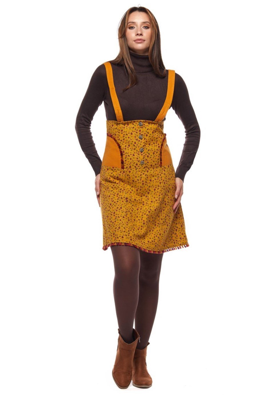 Pazen Hardal Salopet Çıtır Desen Kısa Etek