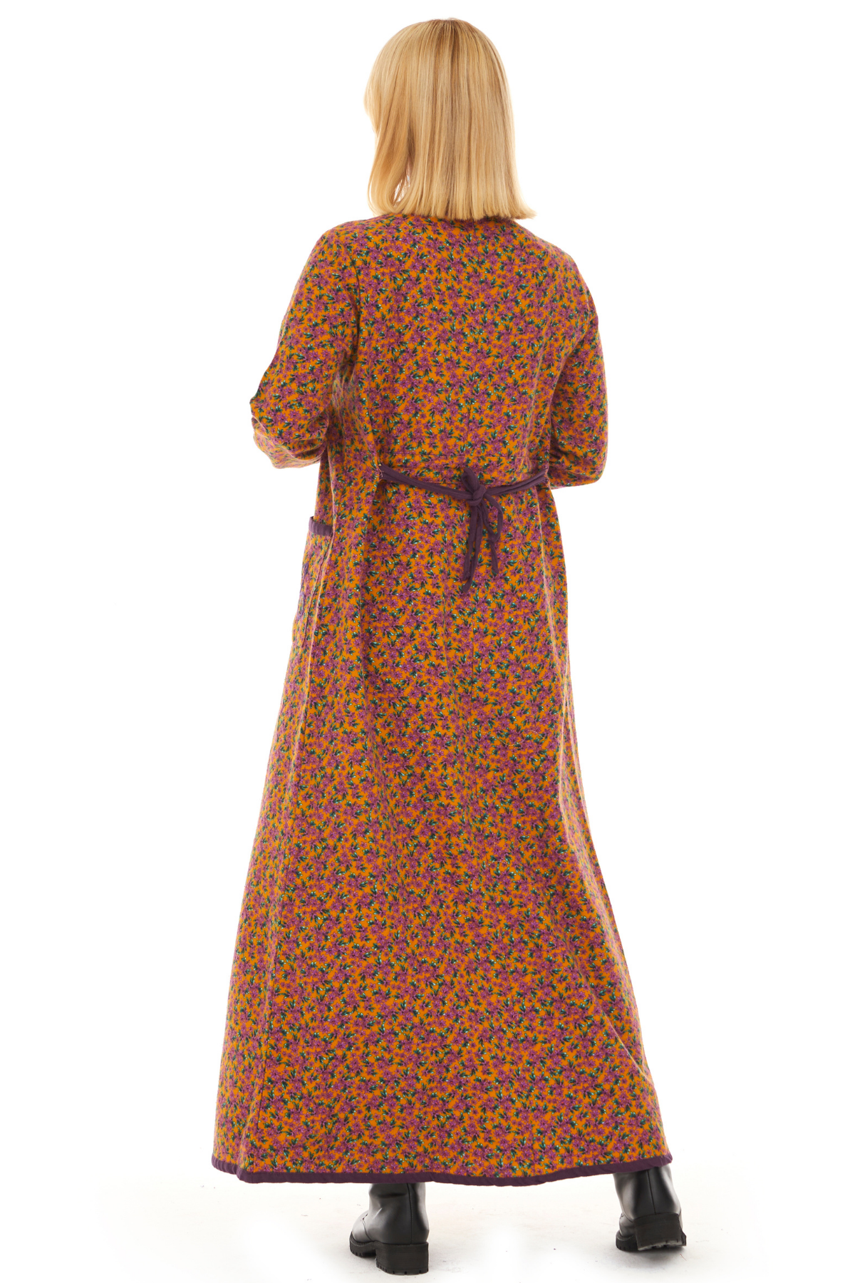 Pazen Hardal Yıldız Nakışlı Uzun Sonbahar ve Kışlık Elbise