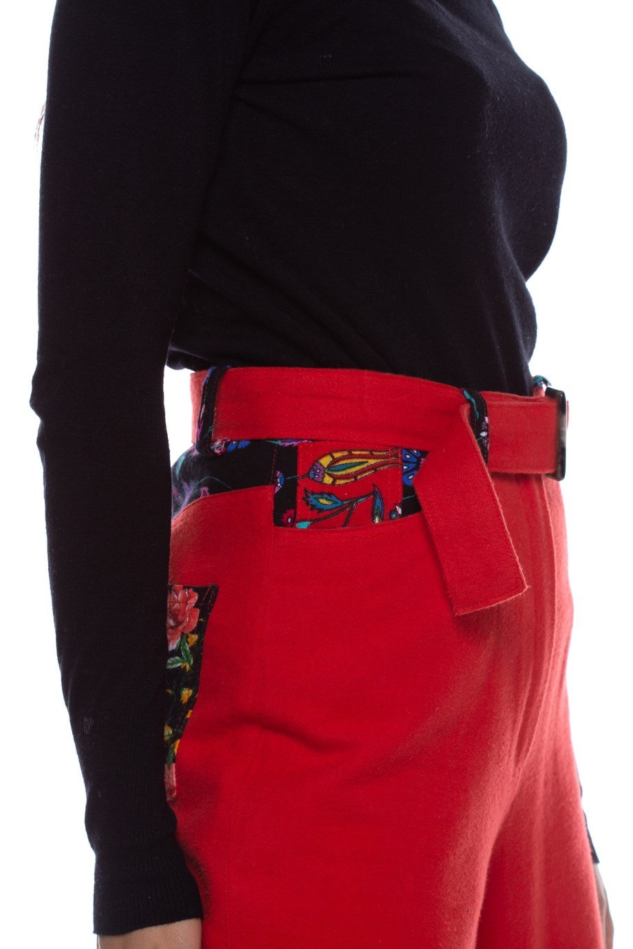 Pazen Kırmızı Geniş Paça Pantolon