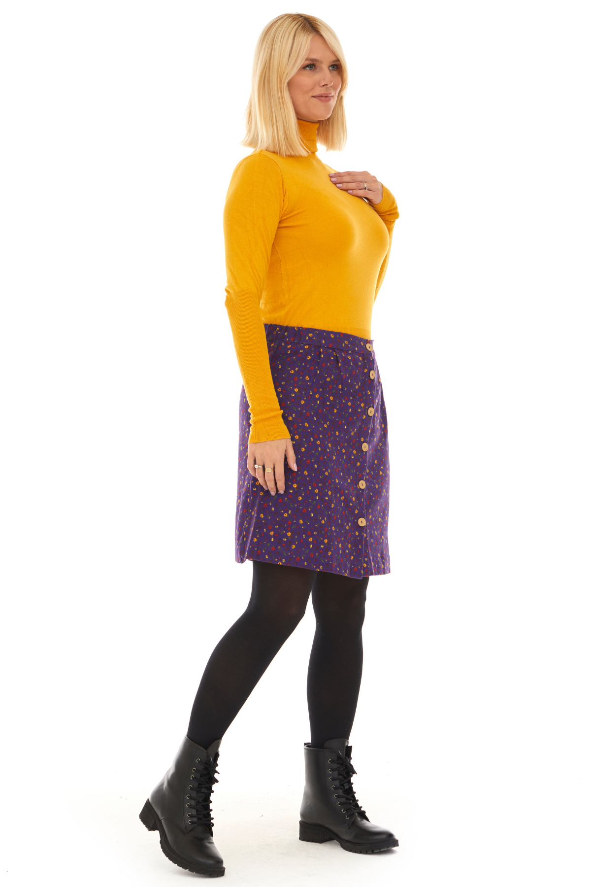 Pazen Mor Çıtır Desen Kısa Etek