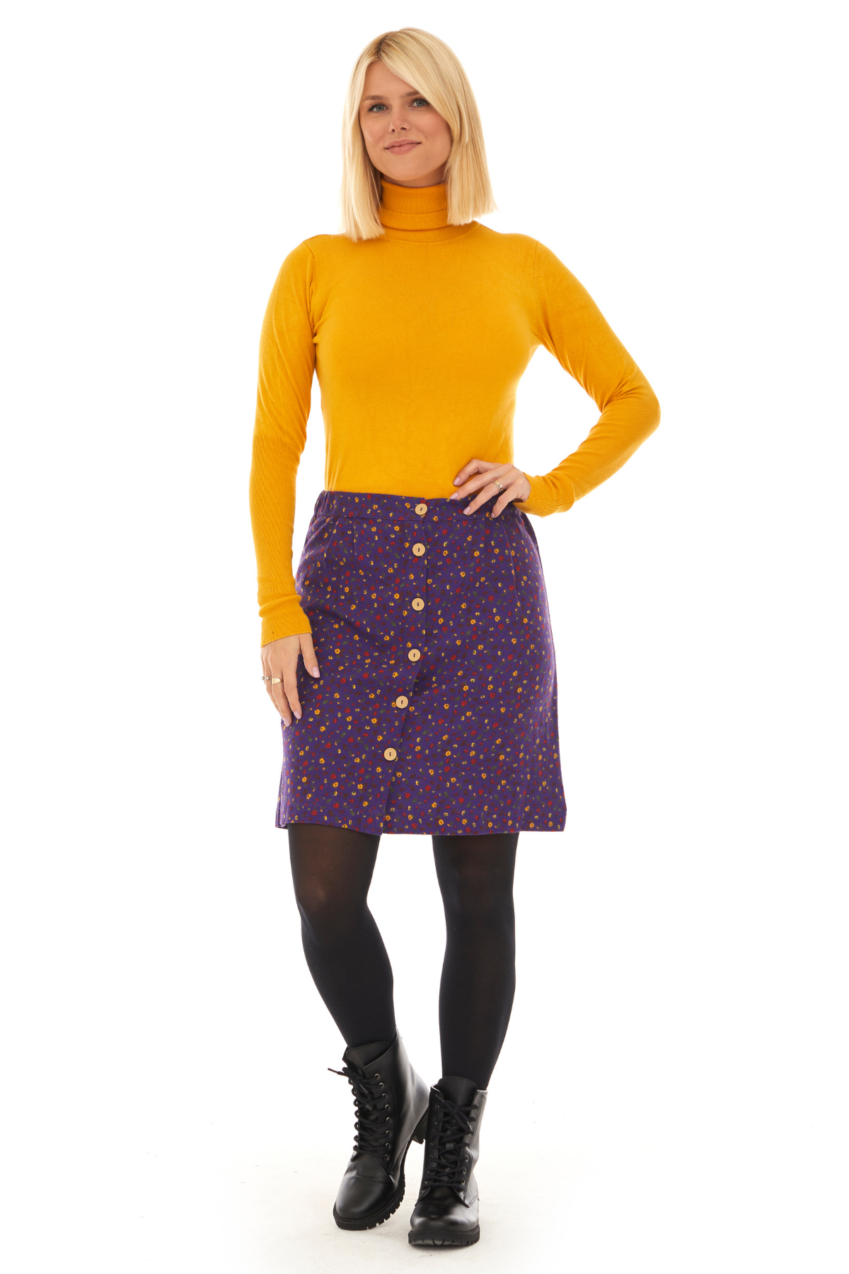 Pazen Mor Çıtır Desen Kısa Etek