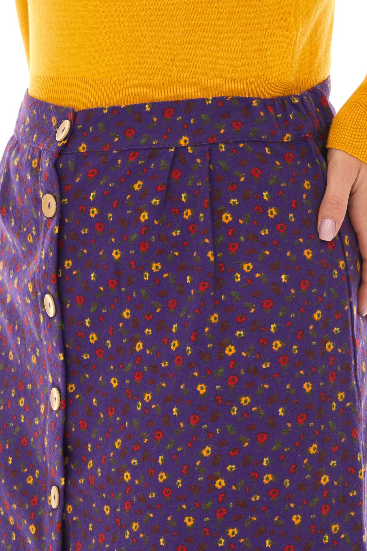 Pazen Mor Çıtır Desen Kısa Etek